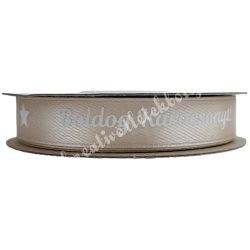 Karácsonyi szalag, Boldog Karácsonyt, púder, 1,2 cm (211)