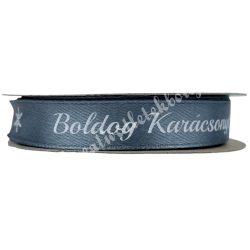   Karácsonyi szalag, Boldog Karácsonyt, szürke, 1,2 cm (211)