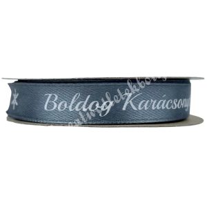 Karácsonyi szalag, Boldog Karácsonyt, szürke, 1,2 cm (211)