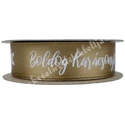 Karácsonyi szalag, Boldog Karácsonyt, arany, 2 cm (206)