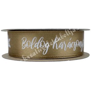 Karácsonyi szalag, Boldog Karácsonyt, arany, 2 cm (206)