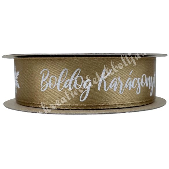 Karácsonyi szalag, Boldog Karácsonyt, arany, 2 cm (206)