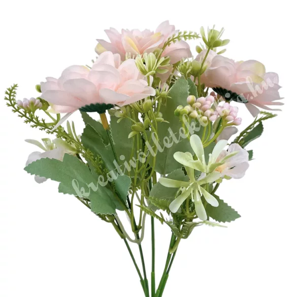 Dália csokor, rózsaszín, 30 cm
