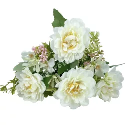 Dália csokor, fehér, 30 cm