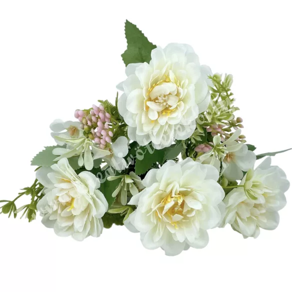 Dália csokor, fehér, 30 cm