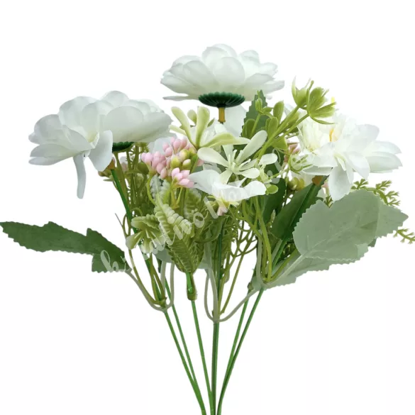 Dália csokor, fehér, 30 cm