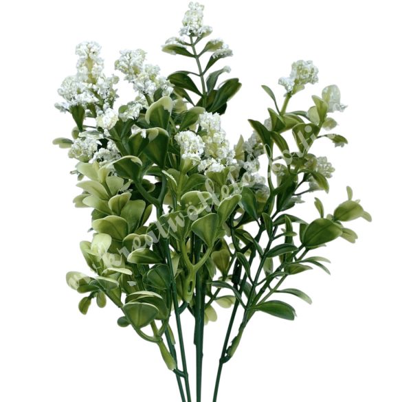 Zöld csokor bogyóval, fehér, 30 cm