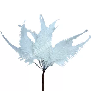 Csillámos levél pick, fehér, 21 cm