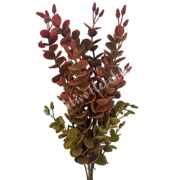 Eukaliptusz csokor, tűzpiros-barna, 39 cm