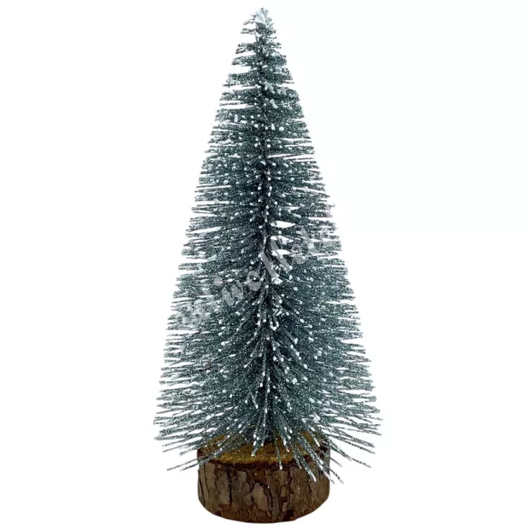 Fenyőfa, csillámos, ezüst, 14 cm