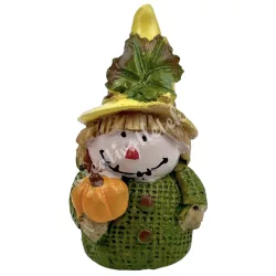 Polyresin madárijesztő, tökkel, 3,5x6,5 cm