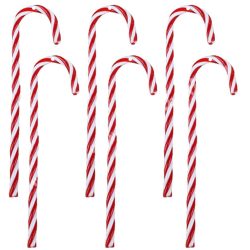 Műanyag cukorpálca, piros-fehér, 4x14,5 cm, 6 db/csomag