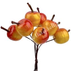 Betűzős alma, sárga-piros, 2x3 cm, 8 db/csokor