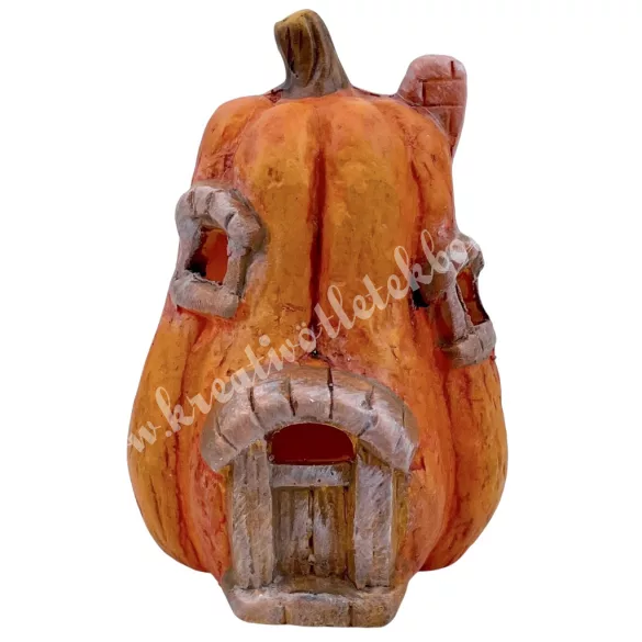 Kerámia tökházikó, LED-es, 7,5x11 cm