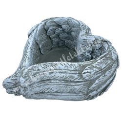 Kőkaspó, szív angyalszárnnyal, 12,5x14 cm