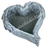 Kőkaspó, szív angyalszárnnyal, 12,5x14 cm