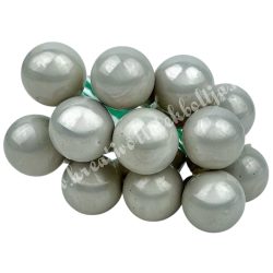   Betűzős üveggömb, pasztell szürke, fényes, 1,5 cm, 12 db/csokor