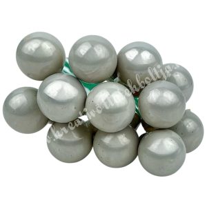 Betűzős üveggömb, pasztell szürke, fényes, 1,5 cm, 12 db/csokor