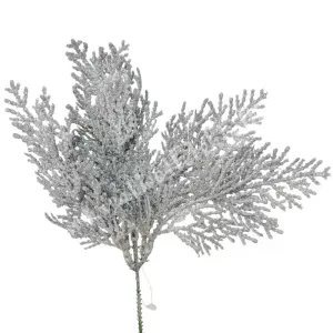 Csillámos levél pick, ezüst, 28 cm