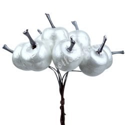 Betűzős alma, gyöngyház fehér, 2x3 cm, 8 db/csokor