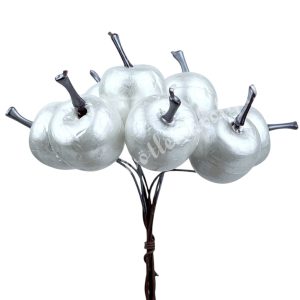 Betűzős alma, gyöngyház fehér, 2x3 cm, 8 db/csokor