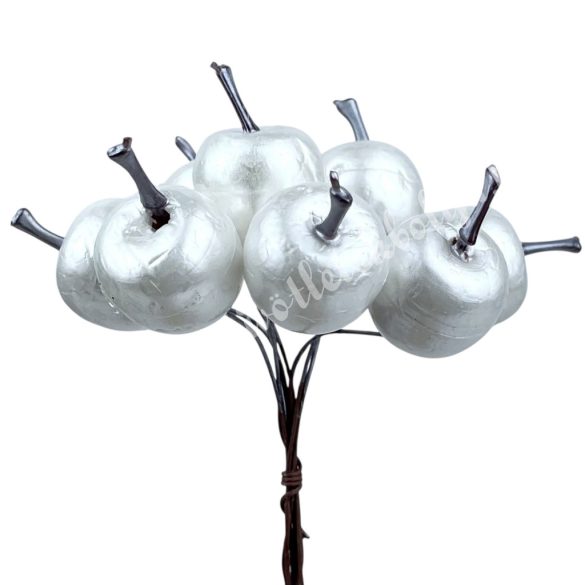 Betűzős alma, gyöngyház fehér, 2x3 cm, 8 db/csokor