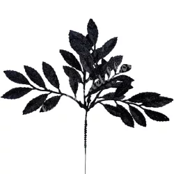 Csillámos levél ág, fekete, 29 cm