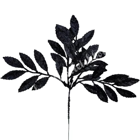 Csillámos levél ág, fekete, 29 cm