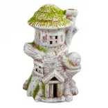 Kerámia fatörzs házikó, mécsestartó, 13,3x20 cm