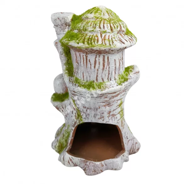 Kerámia fatörzs házikó, mécsestartó, 13,3x20 cm