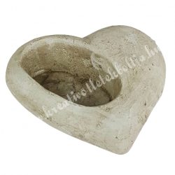 Rusztikus kőkaspó, szív alakú, 15x4,5 cm