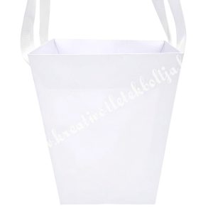 Papír virágtasak füllel, fehér, 13,5x15,5 cm