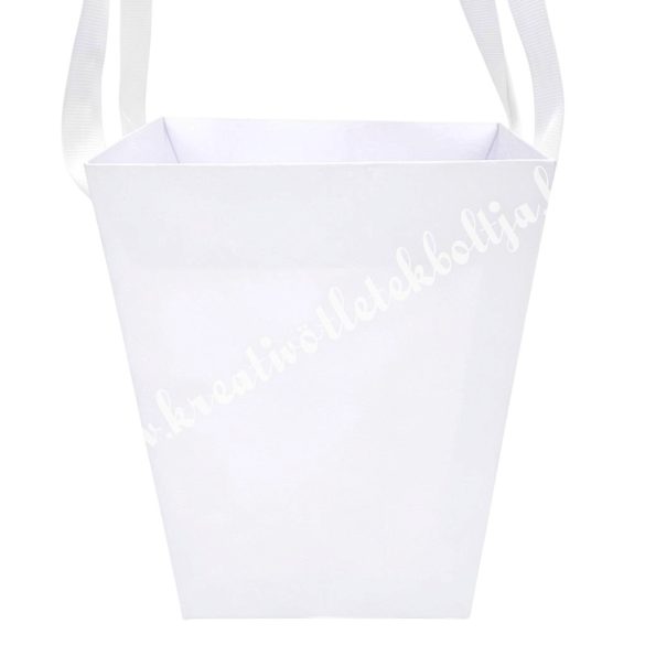 Papír virágtasak füllel, fehér, 13,5x15,5 cm