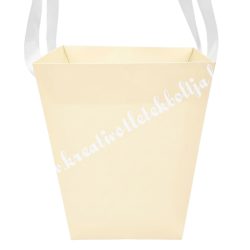 Papír virágtasak füllel, krém, 13,5x15,5 cm