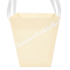 Papír virágtasak füllel, krém, 13,5x15,5 cm