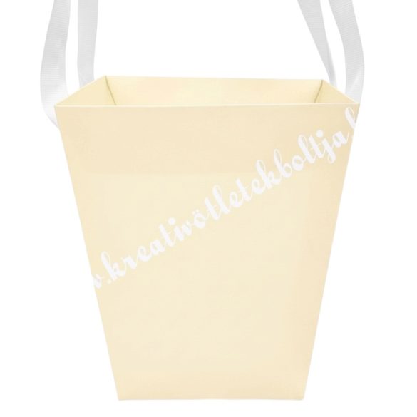 Papír virágtasak füllel, krém, 13,5x15,5 cm