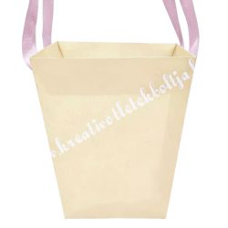 Papír virágtasak füllel, krém, 13,5x15,5 cm