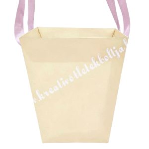 Papír virágtasak füllel, krém, 13,5x15,5 cm