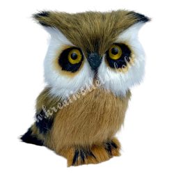 Textil bagoly, barna, 6,5x8 cm