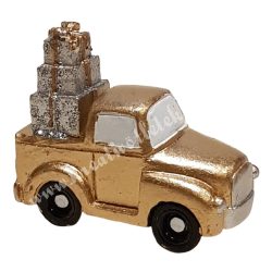 Polyresin arany furgon, ajándékdobozokkal, 7,7x5,7 cm