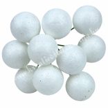 Betűzős csillámos hungarocell golyó, fehér, 2 cm, 10 db/csokor