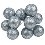 Betűzős csillámos hungarocell golyó, ezüst, 2 cm, 10 db/csokor