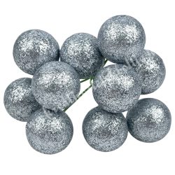   Betűzős csillámos hungarocell golyó, ezüst, 2 cm, 10 db/csokor