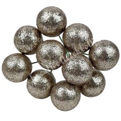   Betűzős csillámos hungarocell golyó, pezsgő, 2 cm, 10 db/csokor