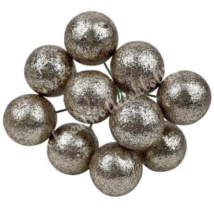 Betűzős csillámos hungarocell golyó, pezsgő, 2 cm, 10 db/csokor