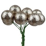 Betűzős csillámos hungarocell golyó, pezsgő, 2 cm, 10 db/csokor