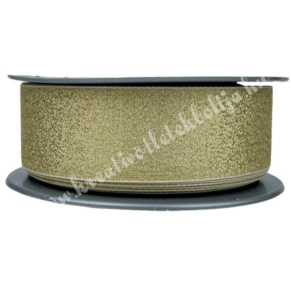 Karácsonyi szalag, arany, csillámos, 3,5 cm (125)