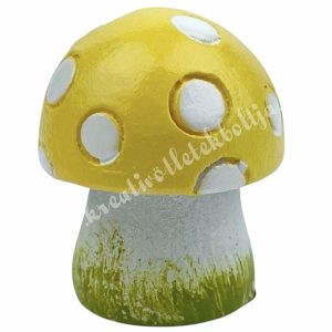 Polyresin gomba, sárga, 2x2,5 cm