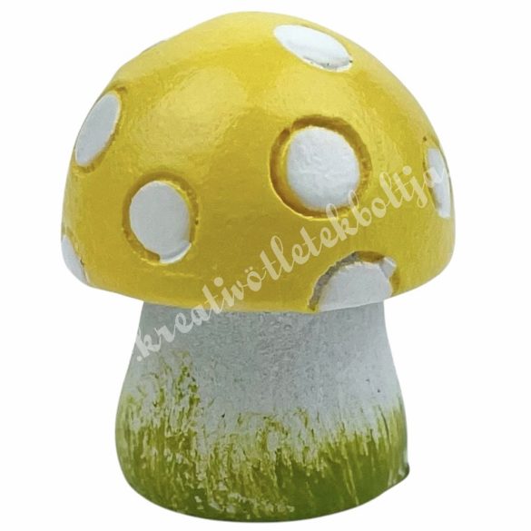 Polyresin gomba, sárga, 2x2,5 cm