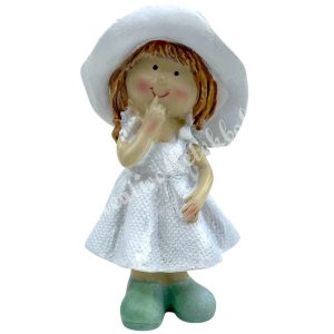 Polyresin lány kalapban, 4,5x8,5 cm